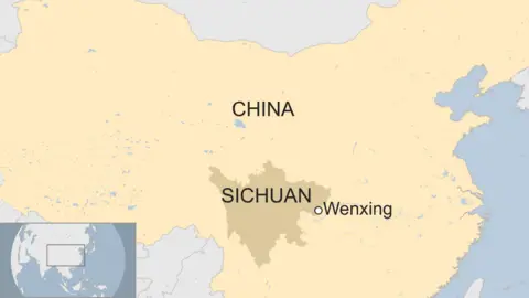 BBC Map showing Wenxing in Sichuan in China