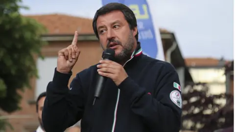 Getty Images Matteo Salvini in Settimo Torinese, Milan on 12 May