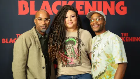 Getty Images Tim Story, Tracy Oliver, Jermaine Fowler attend “The Blackening” LA tastemaker screening at the London West Hollywood at Beverly Hills on June 08, 2023 in West Hollywood, California