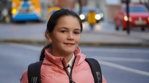 Claire Marshall/BBC Eleven-year old Keisi Hoxhaj