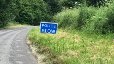 BBC Police sign in Medbourne Lane, Swindon