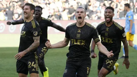 Gareth Bale and his LAFC team-mates celebrate