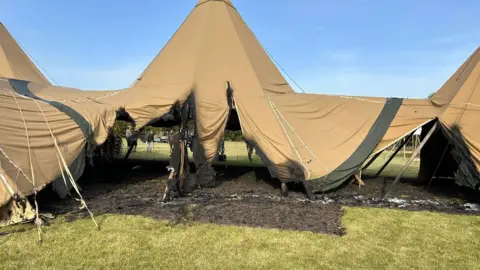 Tipi affected by fire damage