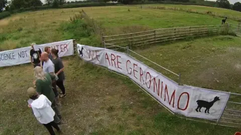 Marie Smith Protesters at Geronimo's field