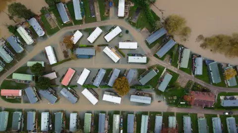 EPA A flooded caravan park in Stamford Bridge