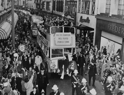 Getty Images Ipswich Town's league championship-winning bus parade, 1962