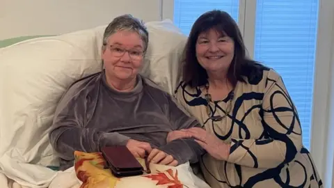 Humanists UK Sharon Johnston and Sue Lawford together at Dignitas