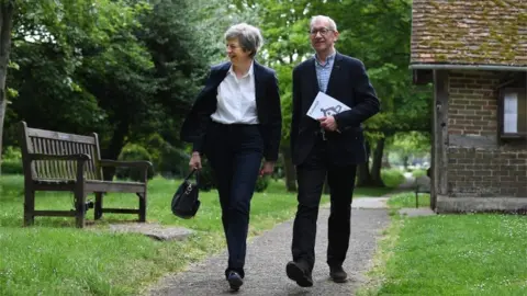 EPA Theresa May and her husband Philip at church on Sunday