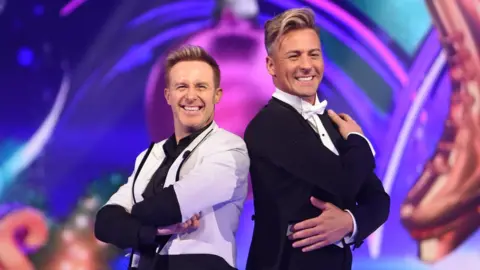 Getty Images Ian "H" Watkins and Matt Evers at the launch of Dancing on Ice