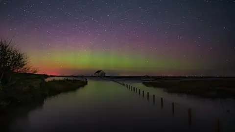 Gary Pearson Northern lights at Thornham in Norfolk