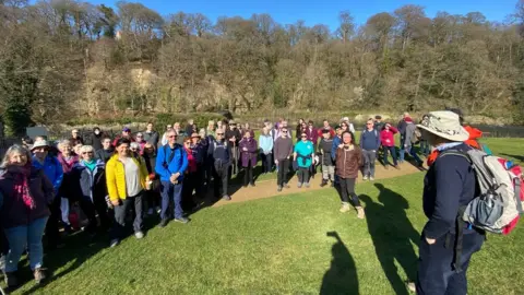 Durham Cathedral Pilgrims at the start of the walk from Finchale Priory