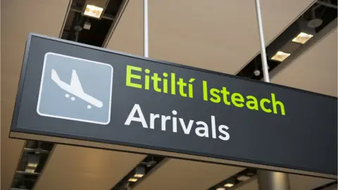 Getty Images Arrivals board at Dublin Airport