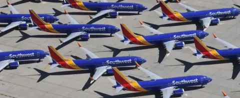 Getty Images Boeing 737 Max 8 jets belonging to SouthWest Airlines