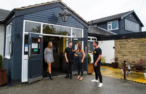 Gemma Lou QUINTON/BBC Friends meet for a drink at The Queens Arms in Audenshaw, Manchester