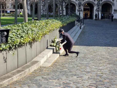 Met Police Dame Cressida Dick laid a wreath near the site where PC Palmer was stabbed