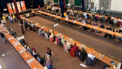 BBC The Swindon Borough Council count at the town's Steam Museum in 2021.