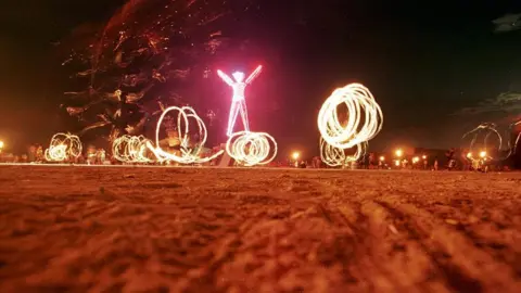 Getty Images The Burning Man on fire