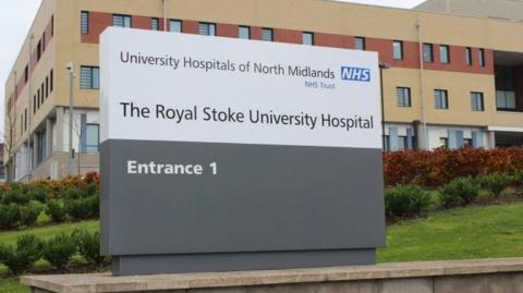 A sign outside The Royal Stoke University Hospital