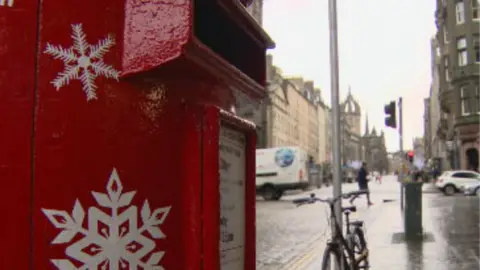 BBC Snow-flake painted post-box