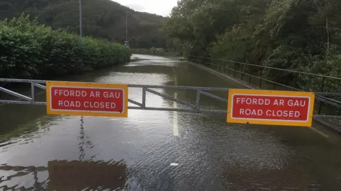 BBC Wales Dyfi Bridge closed due to flooding