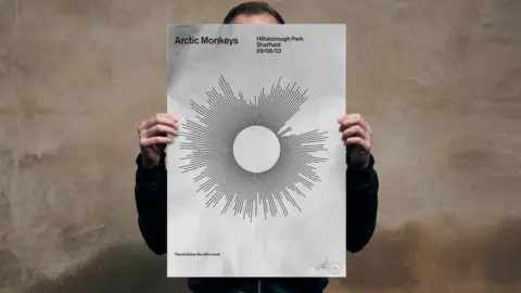 Alex Szabo-Haslam Alex Szabo-Haslam with one of the Arctic Monkeys prints