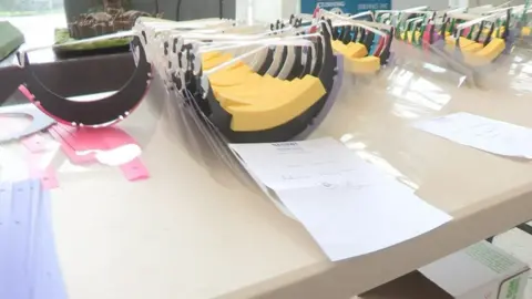 BBC At St Mark's High School in Warrenpoint, a small team of volunteers has been producing about 140 visors a day
