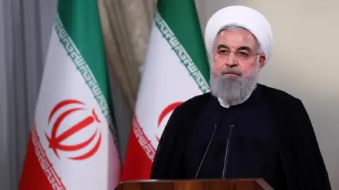 EPA Iranian President Hassan Rouhani (8 May 2018)