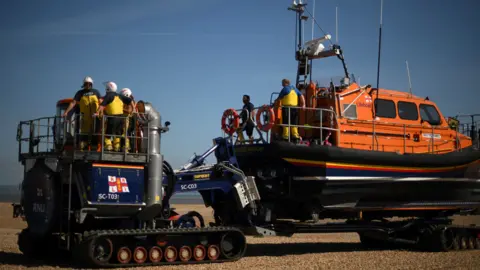 Dungeness Lifeboat and her launch crew