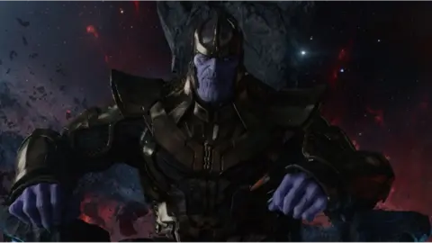 Marvel Thanos sits on his throne