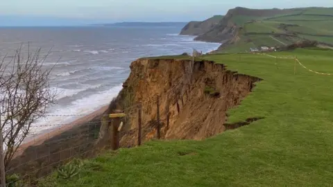 Highlands End Holiday Park Cliff fall near West Bay