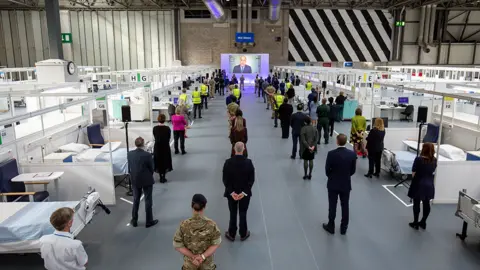 Getty Images Prince William opens the NHS Nightingale in Birmingham