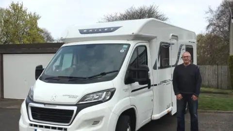 Alan Nicoll Alan Nicoll and motorhome he bought from Motorhome Hire Scotland