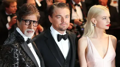 Getty Images Amitabh Bachchan with Leonardo DiCaprio and Carey Mulligan at the Cannes Film Festival in 2013