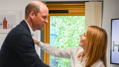 Getty Images Prince William met Geri Halliwell-Horner at the launch of his homelessness project