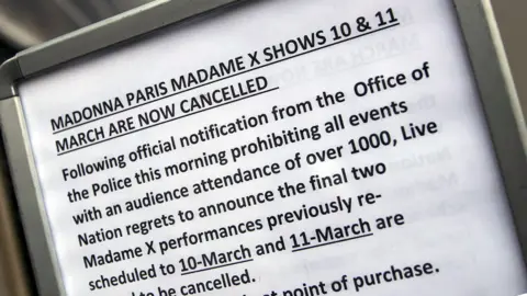 EPA Sign announcing Madonna cancellations