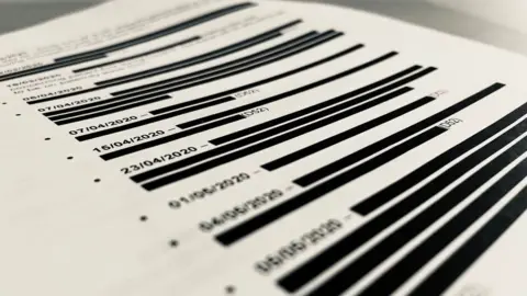 BBC News A close-up of a redacted page of the report