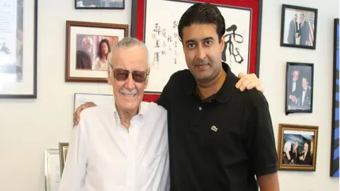 Graphic India Stan Lee with Sharad Devarajan, one of the creators of the Indian Spider-Man