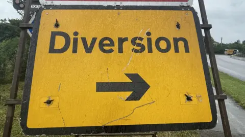 BBC Diversion sign