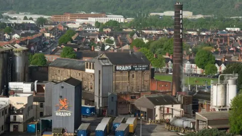 Getty Images The old Brains brewery in Cardiff was next door to the city's Central rail station