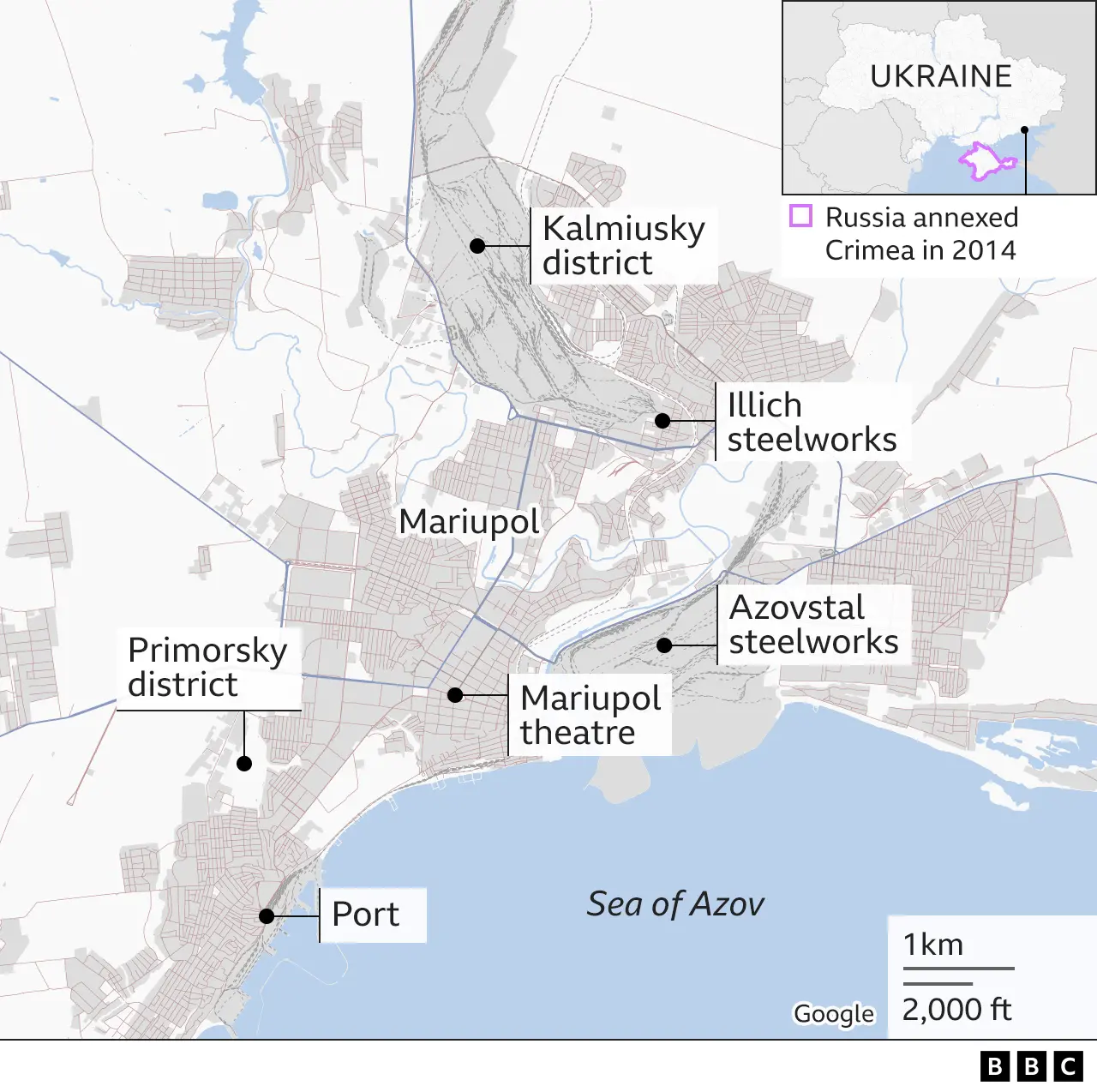 BBC Map of Mariupol