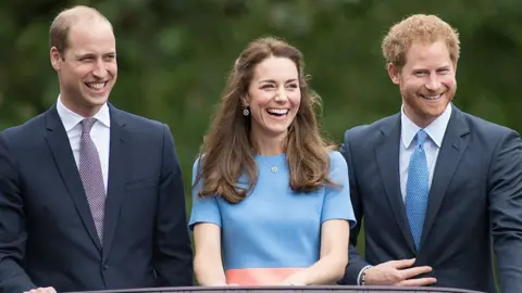 Getty Images Catherine, William and Harry in 2016