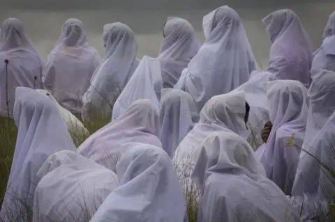 EPA Members of the Shembe Church gather on top of Nhlangakazi Holy Mountain during the annual Nazareth Baptist Church, (Shembe Church) pilgrimage near Durban, South Africa - Saturday 7 January 2023