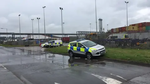 Car outside of the container terminal