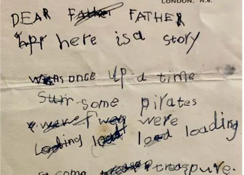 Cambridge University Library A letter 6-year-old Stephen Hawking wrote to his dad about pirates and treasure