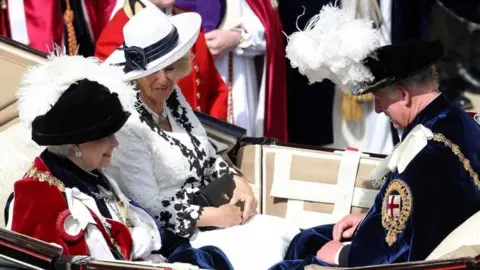 Getty Images The Duchess of Cornwall and the Prince of Wales joined the Queen in her carriage