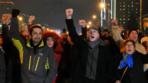 Getty Images Protesters demanding "Justice for David" in Banja Luka (25 December)