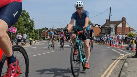 Peter Walker/BBC Cyclists in Writtle