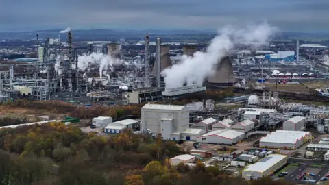 Getty Images An aerial image of the cooling towers, chimneys and industrial buildings at the sprawling Grangemouth petrochemical complex.