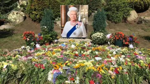 BBC Flowers mourning the Queen at Guernsey's sunken garden