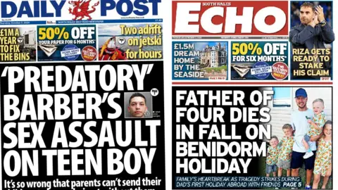 Daily Post and South Wales Echo front pages